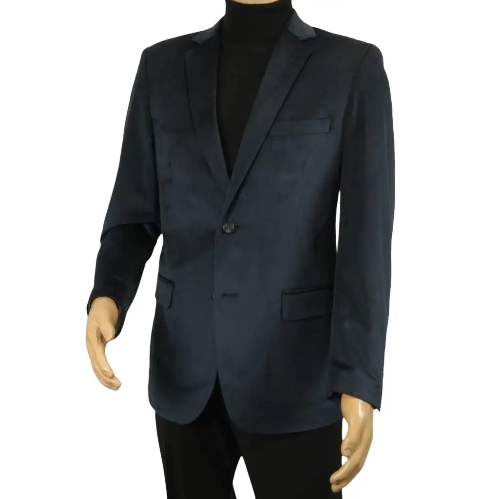 Men's Velvet Sports Coat Grammy Amy Award By BASSIRI , LEONARDI J1042 Navy Blue - J.Valintin Men's Wear Legend - 92659