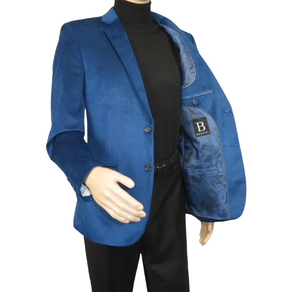Men's Velvet Sports Coat Grammy Amy Award By BASSIRI , LEONARDI J1042 Royal Blue - J.Valintin Men's Wear Legend - 92653