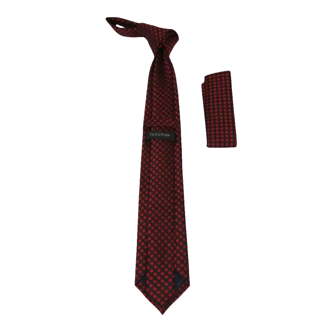 Men's Woven Tie Hankie Set J.Valintin Private Collection R33 Black Red Dots - J.Valintin Men's Wear Legend - 95567