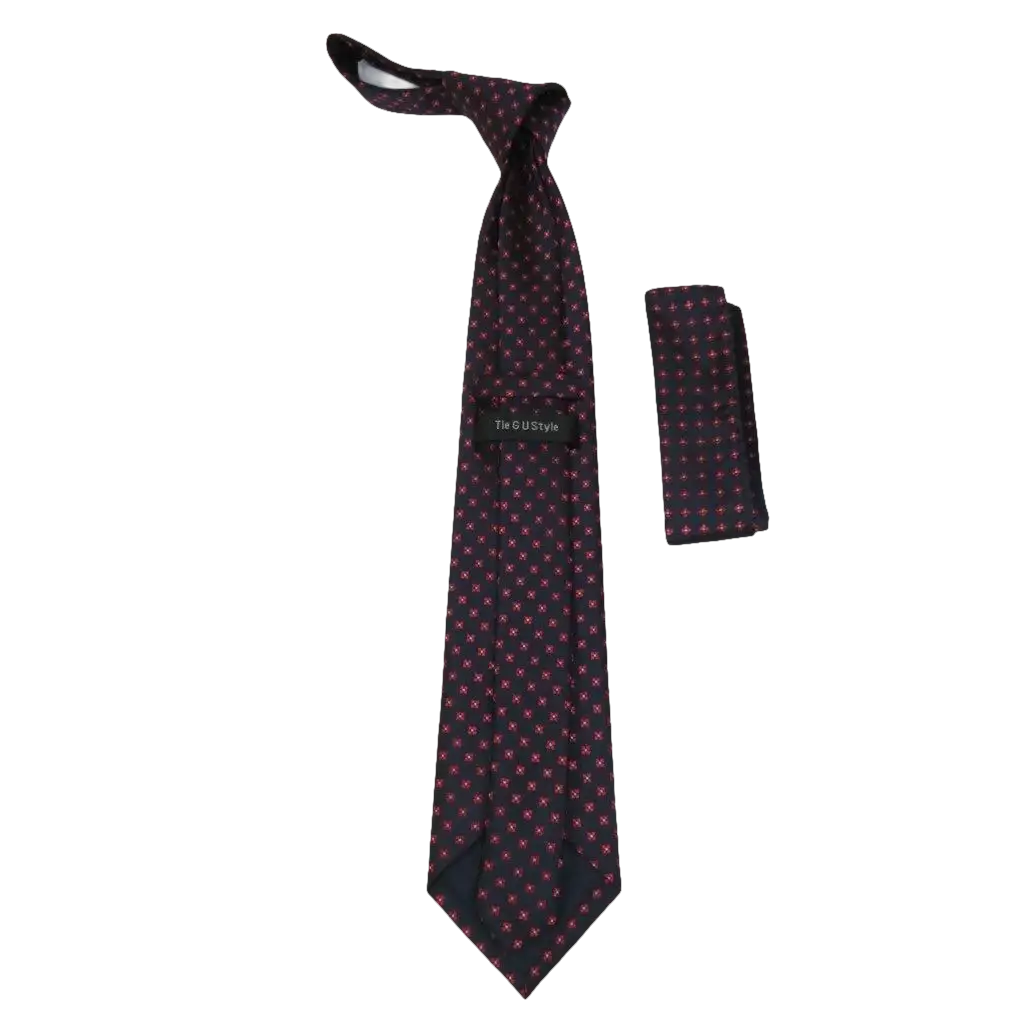 Men's Woven Tie Hankie Set J.Valintin Private Collection R34 Navy Red - J.Valintin Men's Wear Legend - 95566