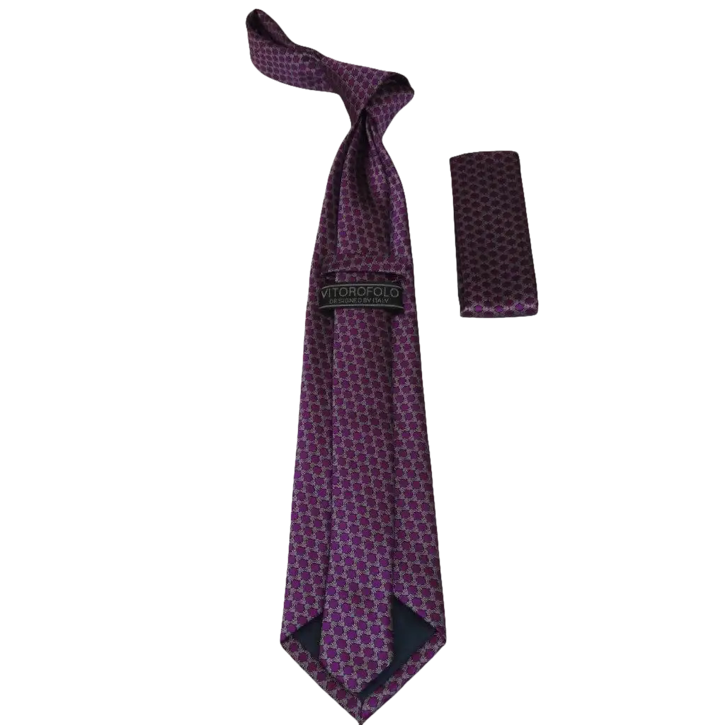 Men's Woven Tie Hankie Set J.Valintin Private Collection R35 Purple Dots - J.Valintin Men's Wear Legend - 95565