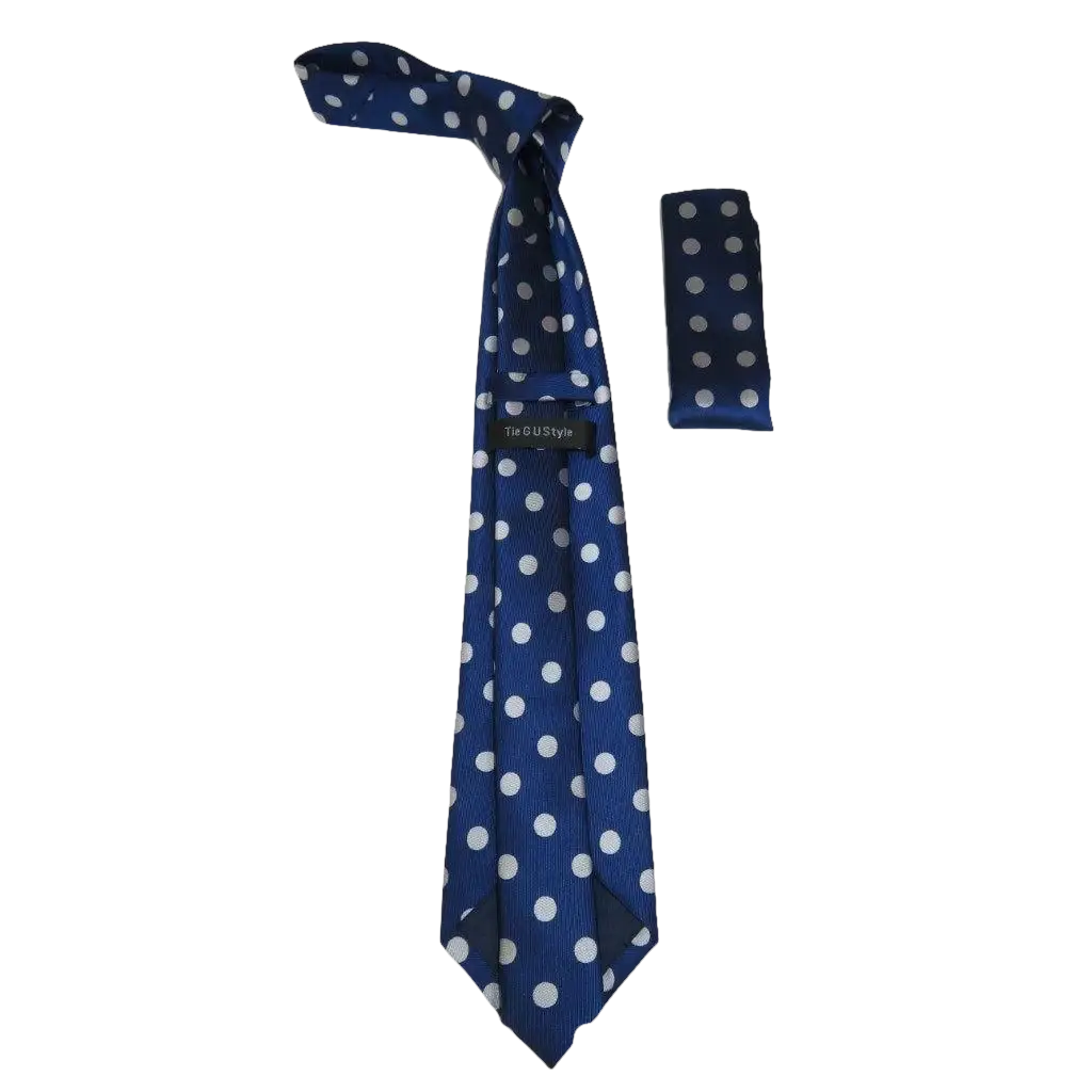 Men's Woven Tie Hankie Set J.Valintin Private Collection R51 Navy Polka Dot - J.Valintin Men's Wear Legend - 95549