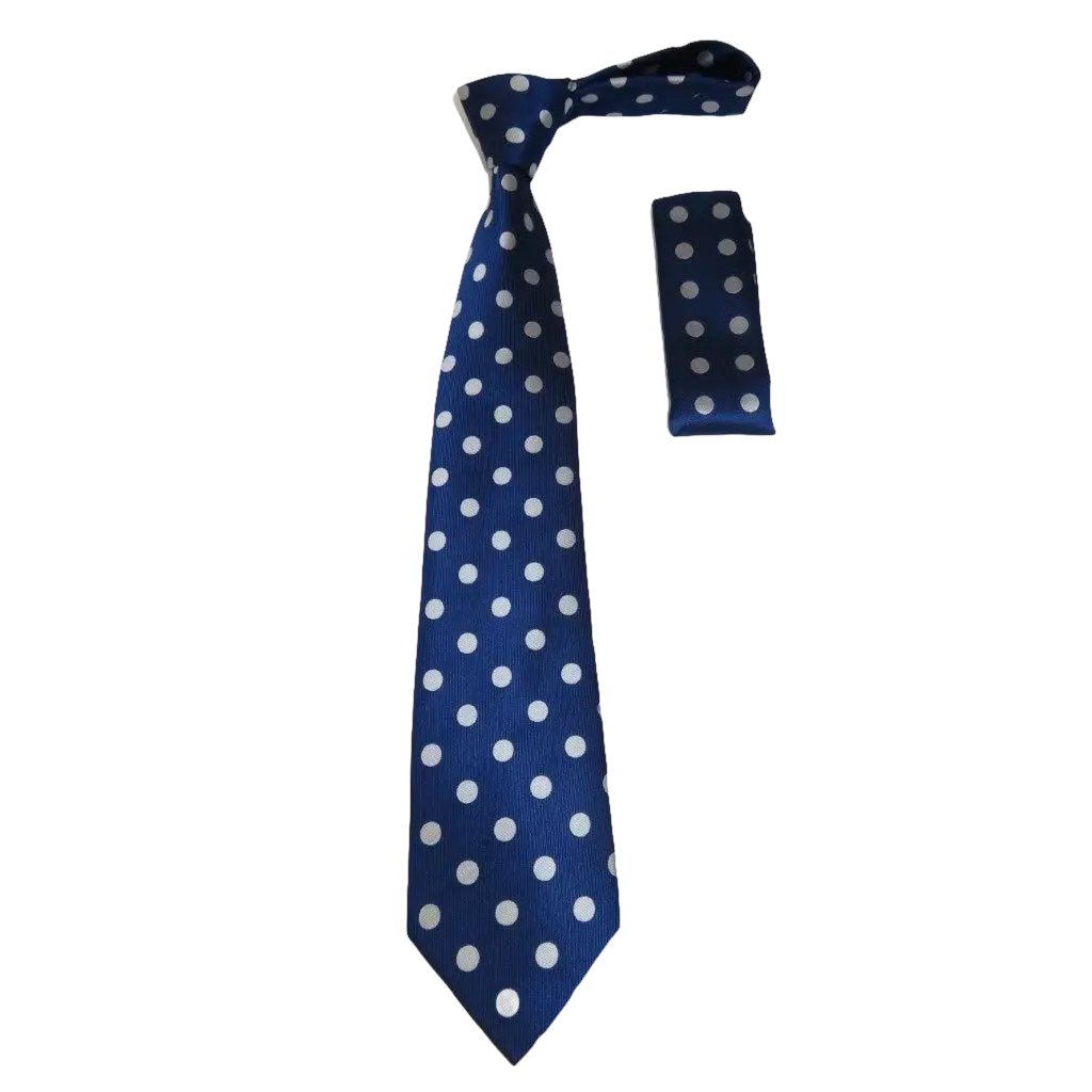 Men's Woven Tie Hankie Set J.Valintin Private Collection R51 Navy Polka Dot - J.Valintin Men's Wear Legend - 95549