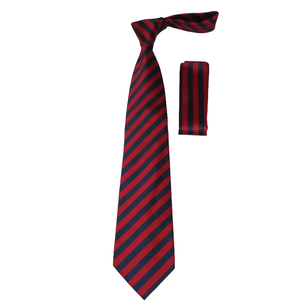 Men's Woven Tie Hankie Set J.Valintin Private Collection R58 Red Navy Stripe - J.Valintin Men's Wear Legend - 95542