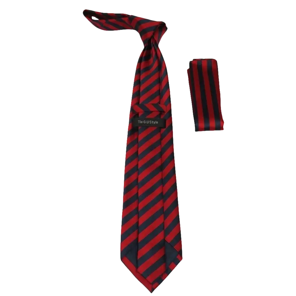 Men's Woven Tie Hankie Set J.Valintin Private Collection R58 Red Navy Stripe - J.Valintin Men's Wear Legend - 95542