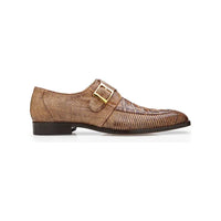 Belvedere Pablo Crocodile and Lizard Single Buckle Monk Strap Shoes Expresso