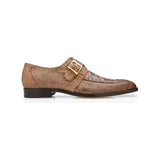 Belvedere Pablo Crocodile and Lizard Single Buckle Monk Strap Shoes Expresso