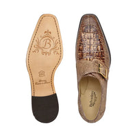 Belvedere Pablo Crocodile and Lizard Single Buckle Monk Strap Shoes Expresso