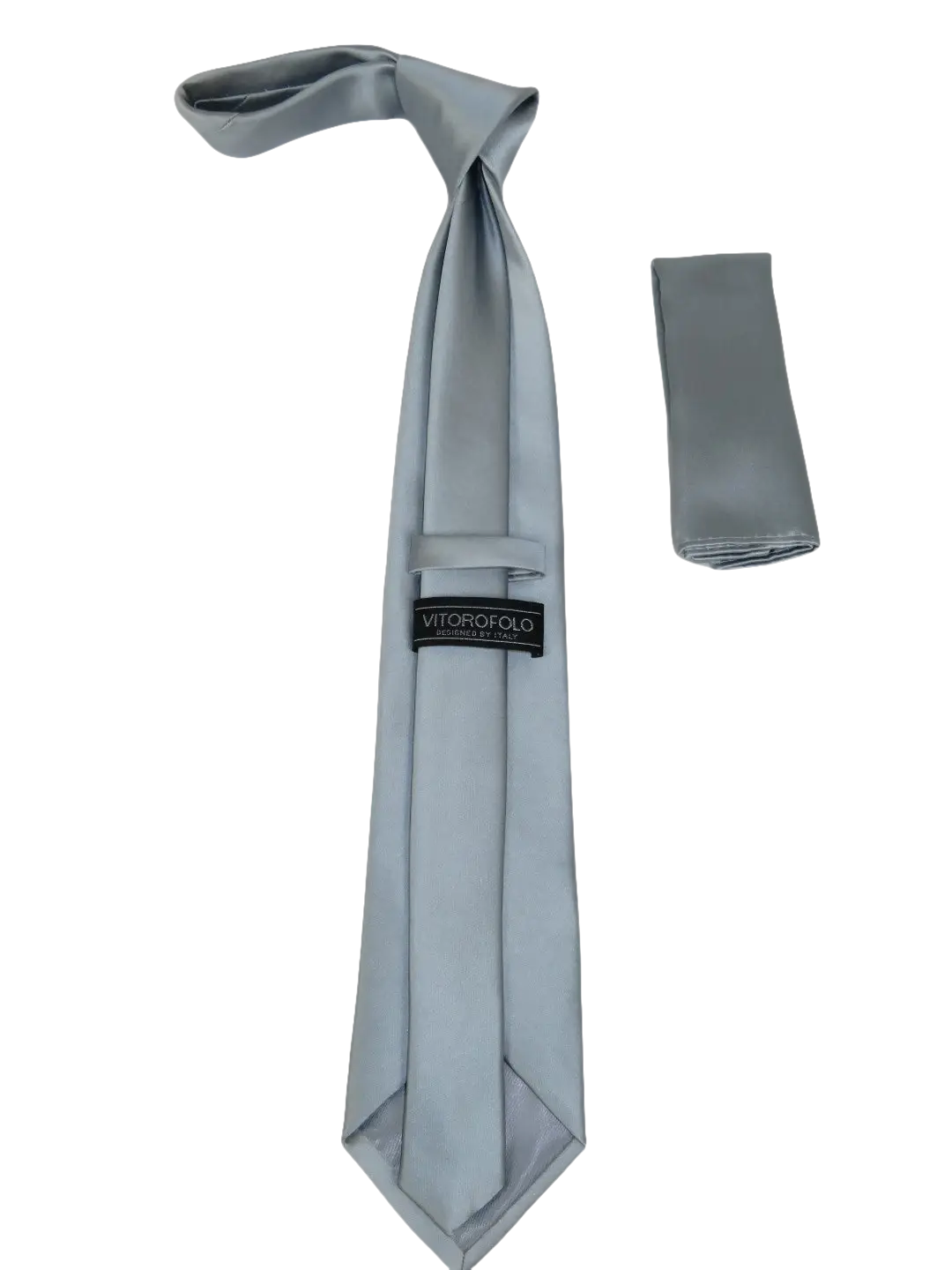 Men's Satin Silky Tie Hankie Set J.Valintin Private Collection R65 Solid Silver