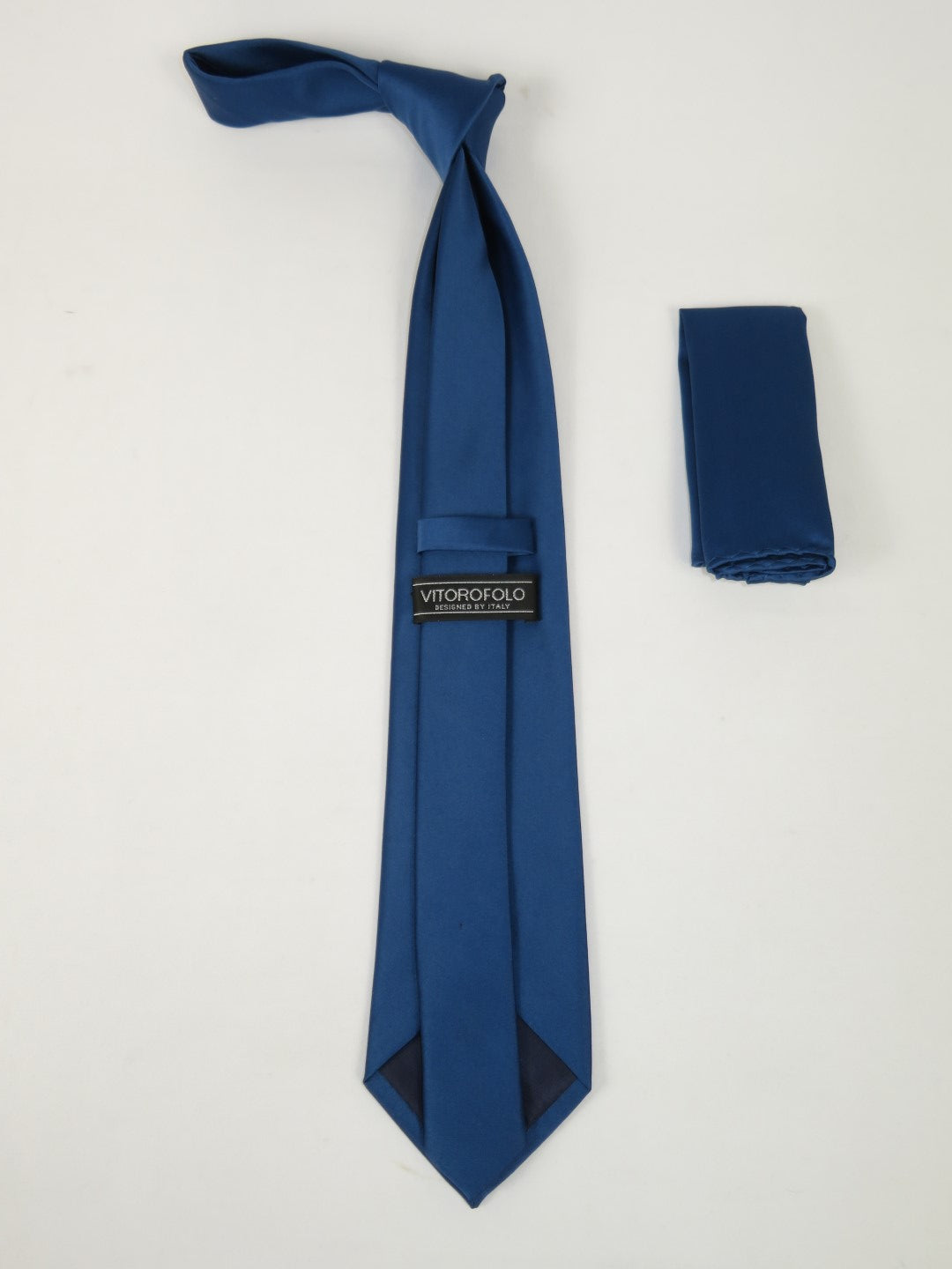 Men's Satin Silky Tie Hankie Set J.Valintin Private Collection R68 Teal Blue