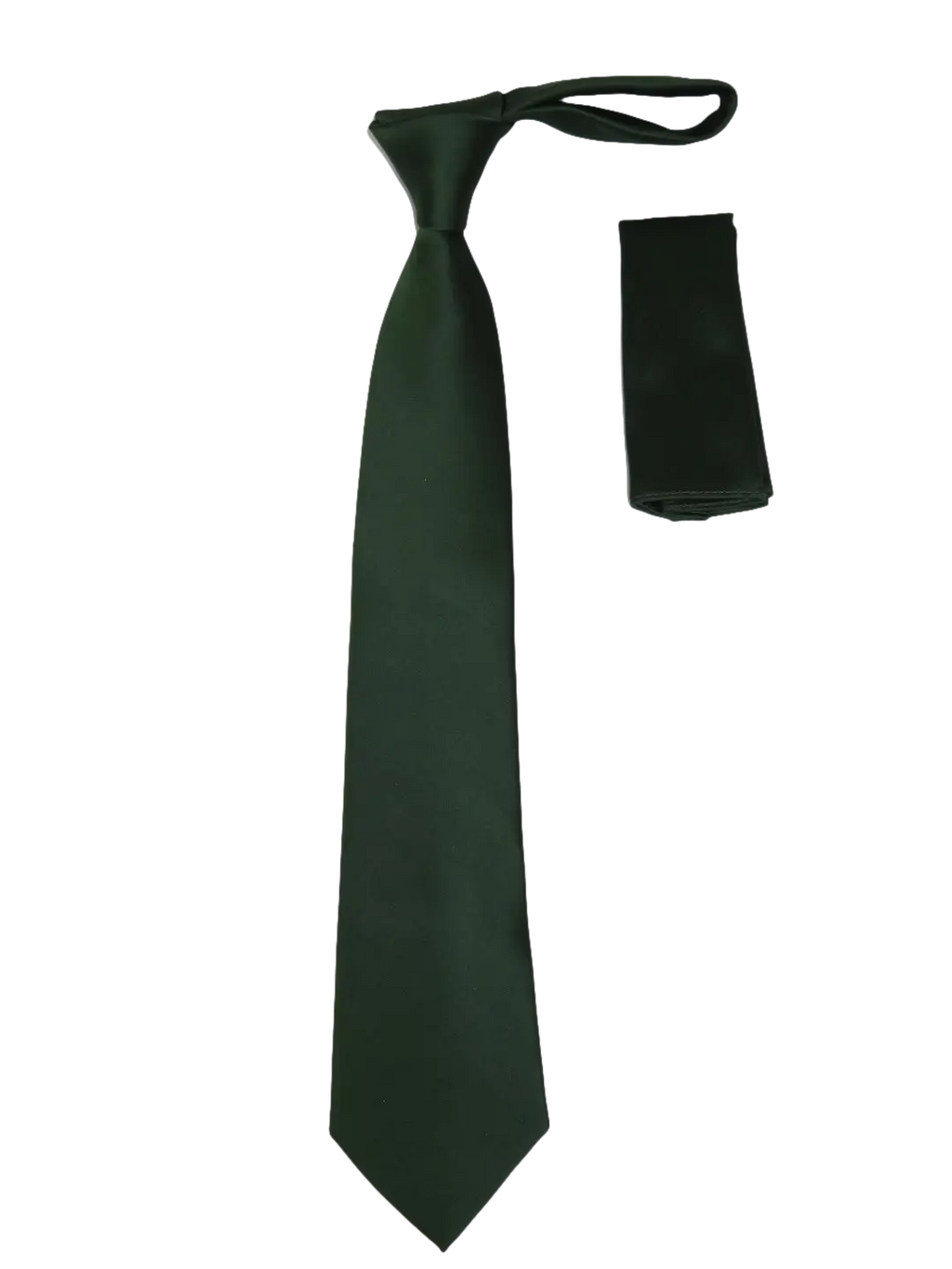 Men's Satin Silky Tie Hankie Set J.Valintin Private Collection R69 Hunter Green