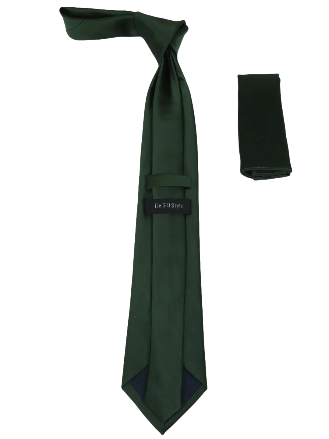 Men's Satin Silky Tie Hankie Set J.Valintin Private Collection R69 Hunter Green