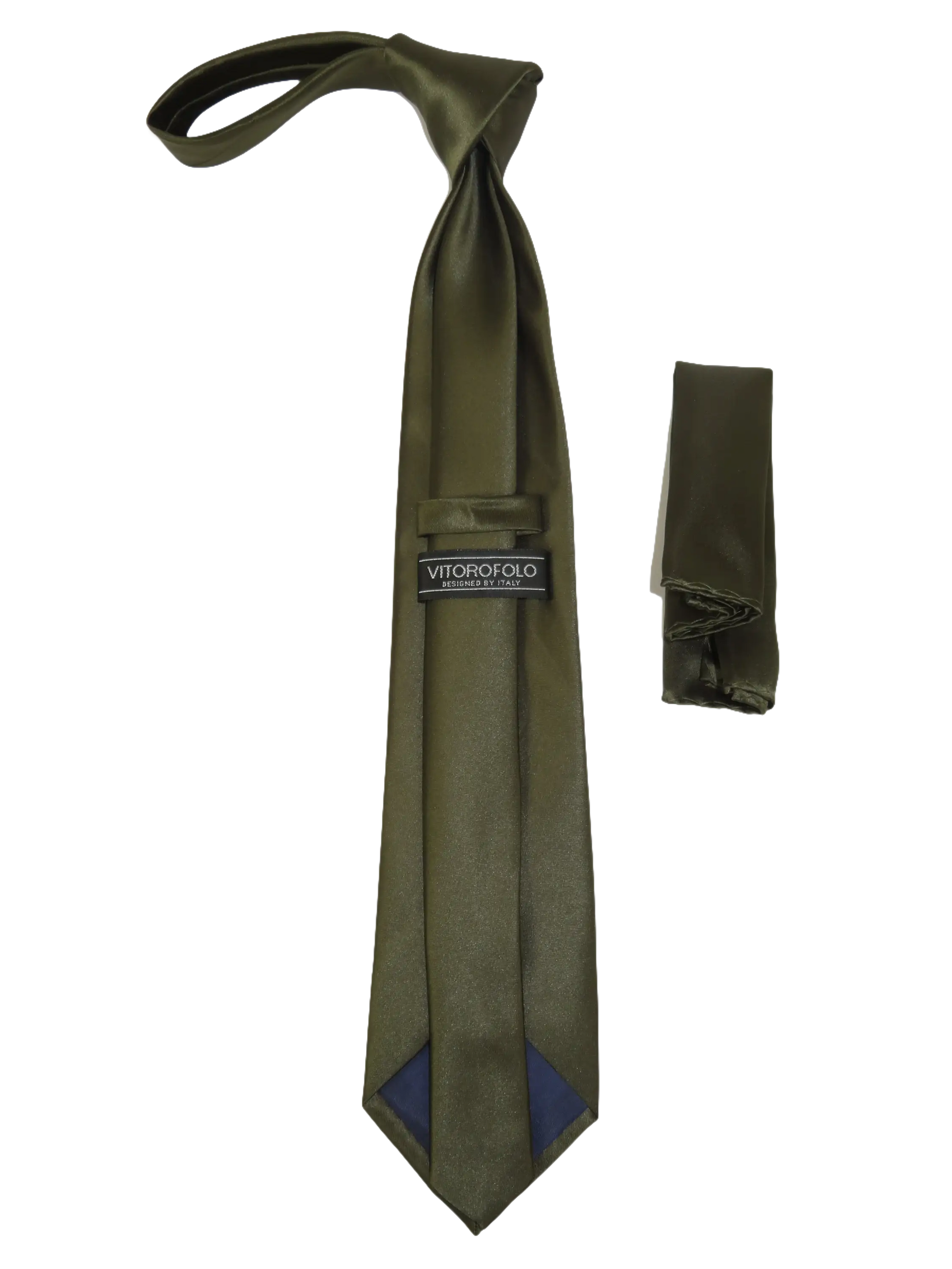 Men's Satin Silky Tie Hankie Set J.Valintin Private Collection R70 Olive Green