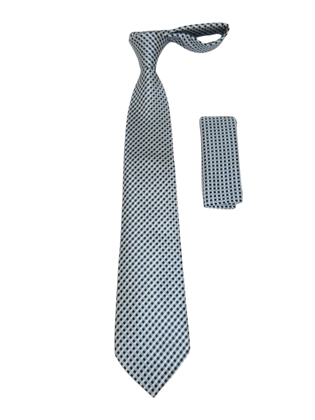Men's Tie Hankie Set J.Valintin Private Collection R78 Black White Checkers