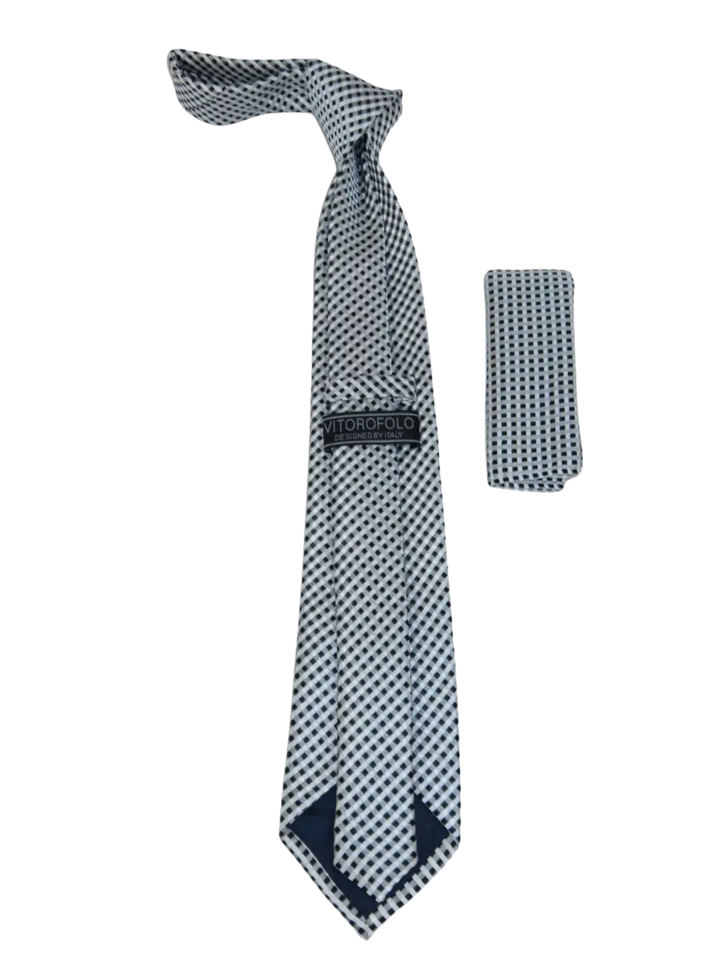 Men's Tie Hankie Set J.Valintin Private Collection R78 Black White Checkers
