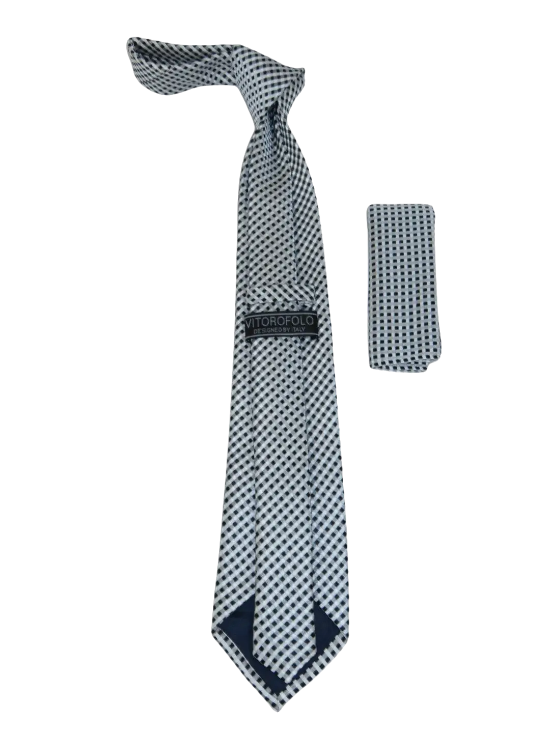 Men's Tie Hankie Set J.Valintin Private Collection R78 Black White Checkers