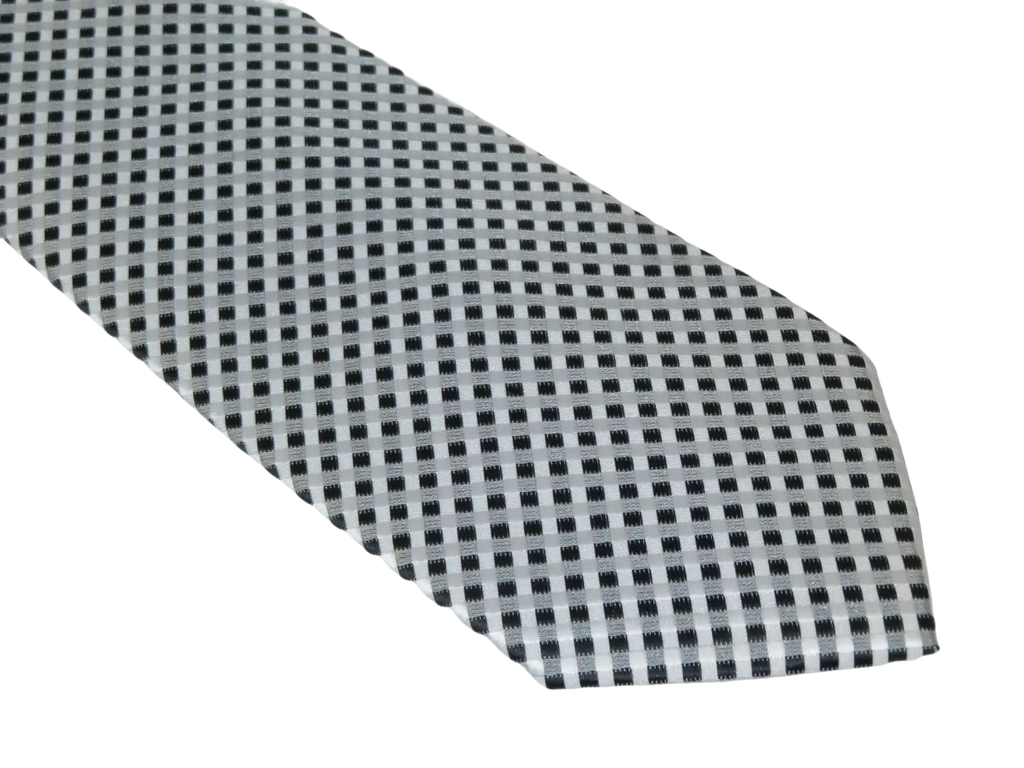 Men's Tie Hankie Set J.Valintin Private Collection R78 Black White Checkers