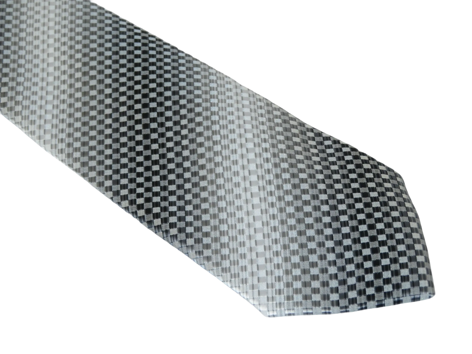 Men's Woven Tie Hankie Set J.Valintin Private Collection R79 White Gray Checker