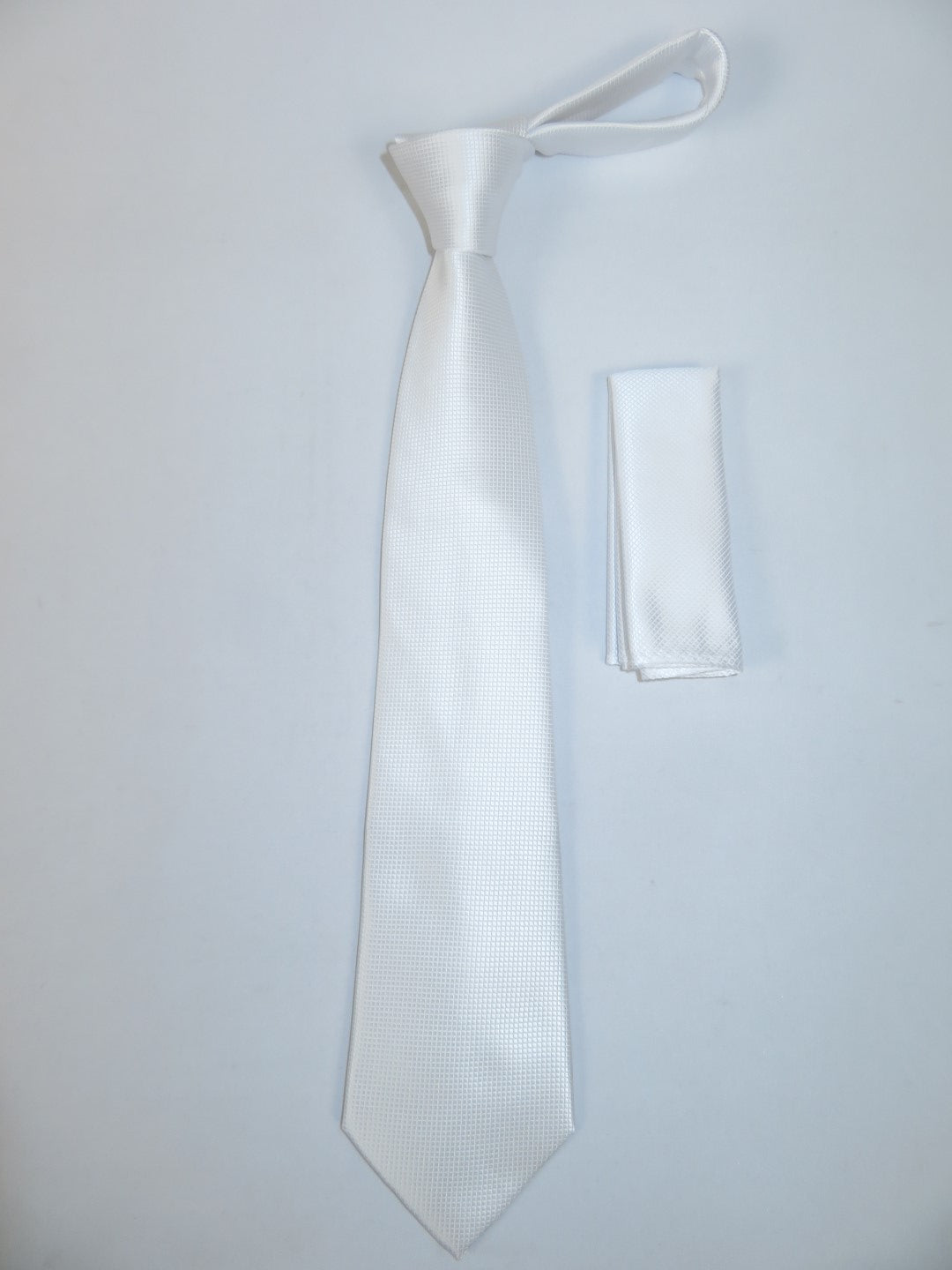 Men's Woven Tie Hankie Set J.Valintin Private Collection R80 White Pique