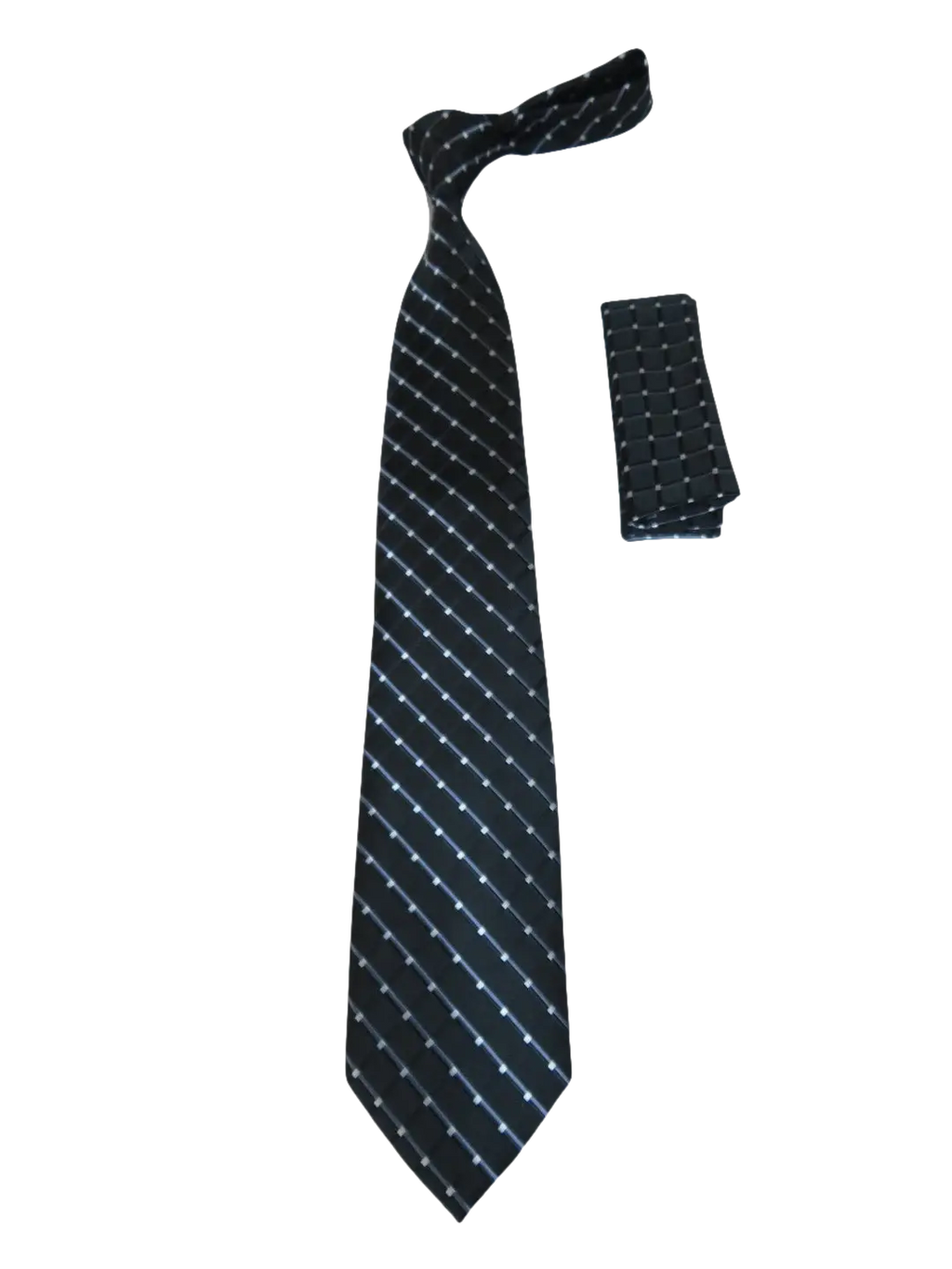 Men's Woven Tie Hankie Set J.Valintin Private Collection R81 Black Gray