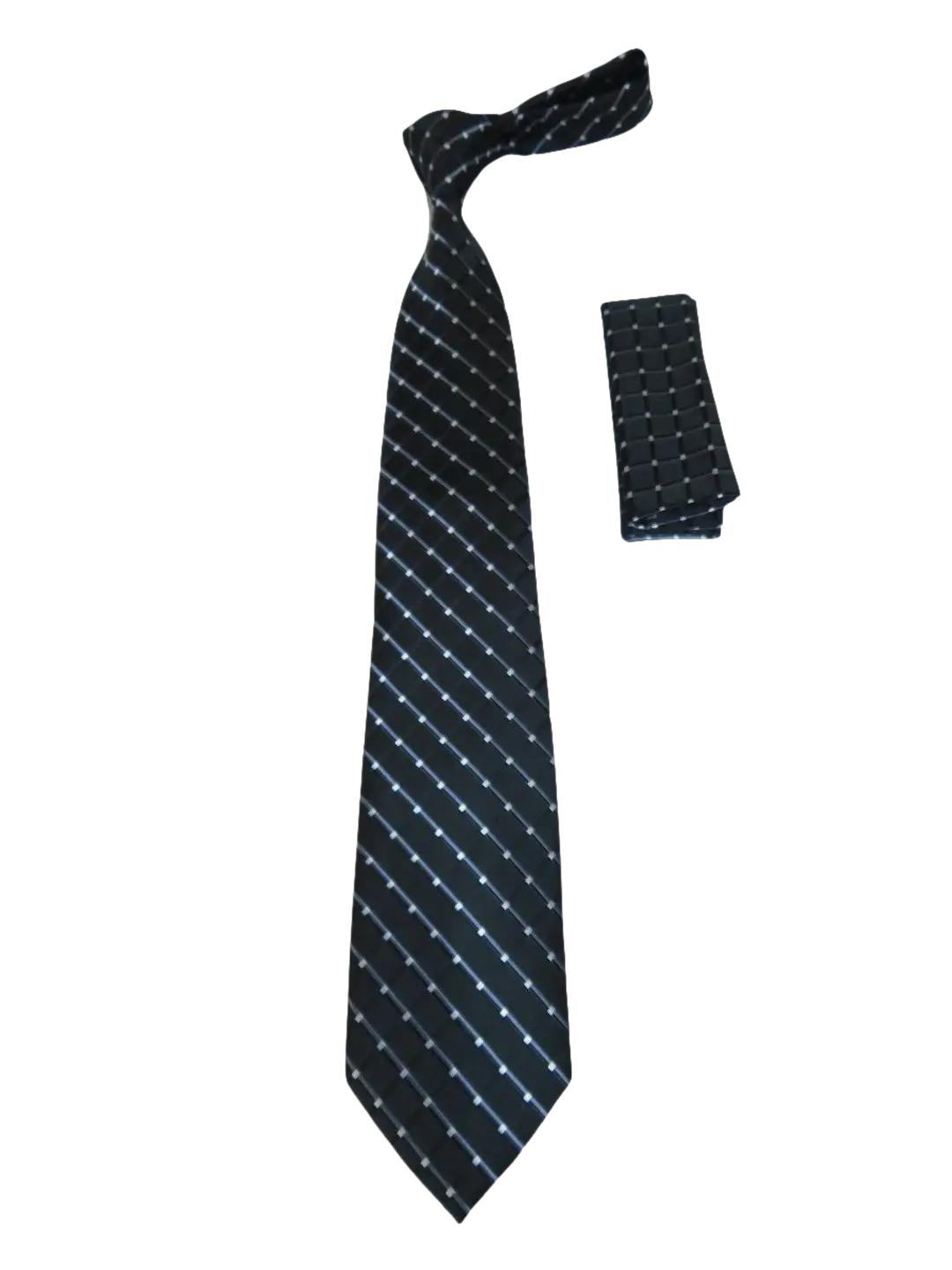 Men's Woven Tie Hankie Set J.Valintin Private Collection R81 Black Gray