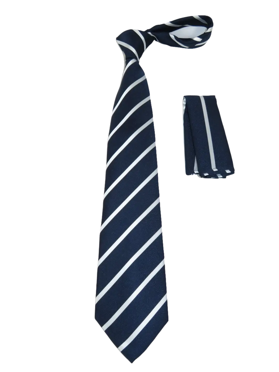 Men's Woven Tie Hankie Set J.Valintin Private Collection R82 Navy White Stripe