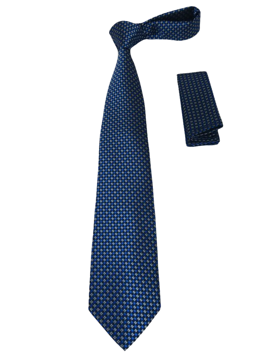 Men's Woven Tie Hankie Set J.Valintin Private Collection R83 Navy Blue Stripe