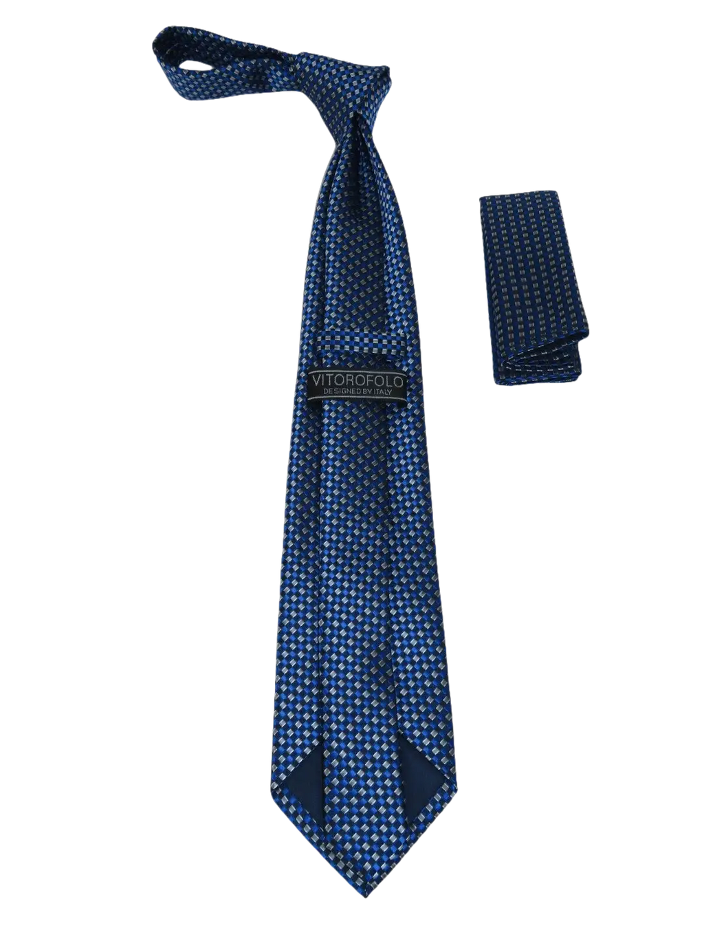 Men's Woven Tie Hankie Set J.Valintin Private Collection R84 Blue Checkers