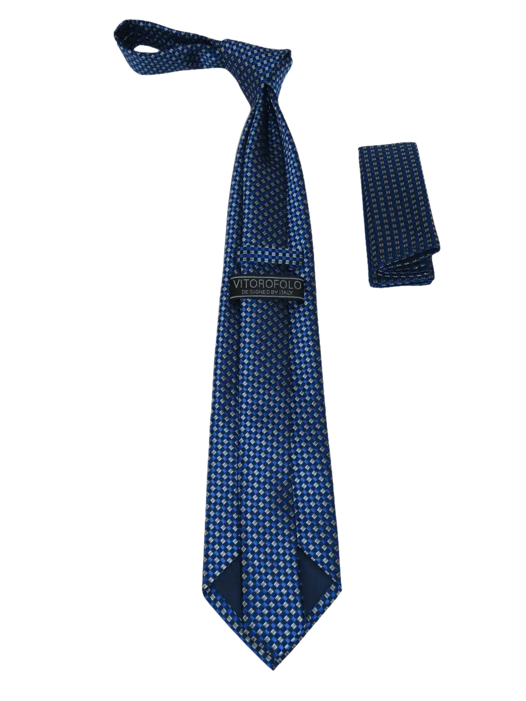Men's Woven Tie Hankie Set J.Valintin Private Collection R83 Navy Blue Stripe