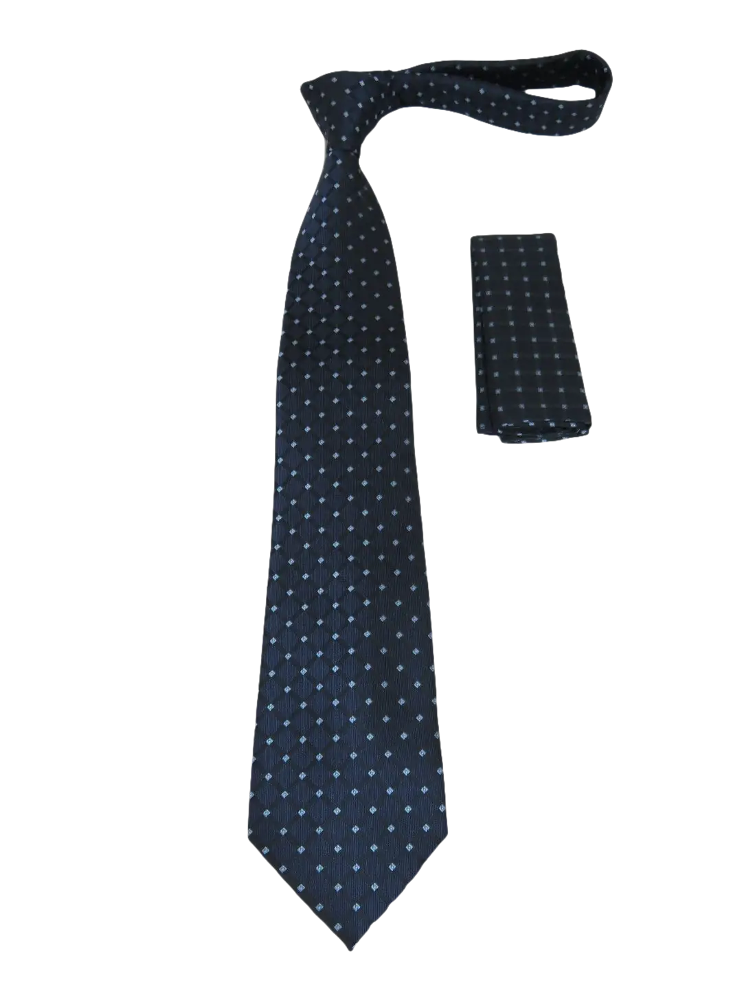Men's Woven Tie Hankie Set J.Valintin Private Collection R85 Navy Square Dots