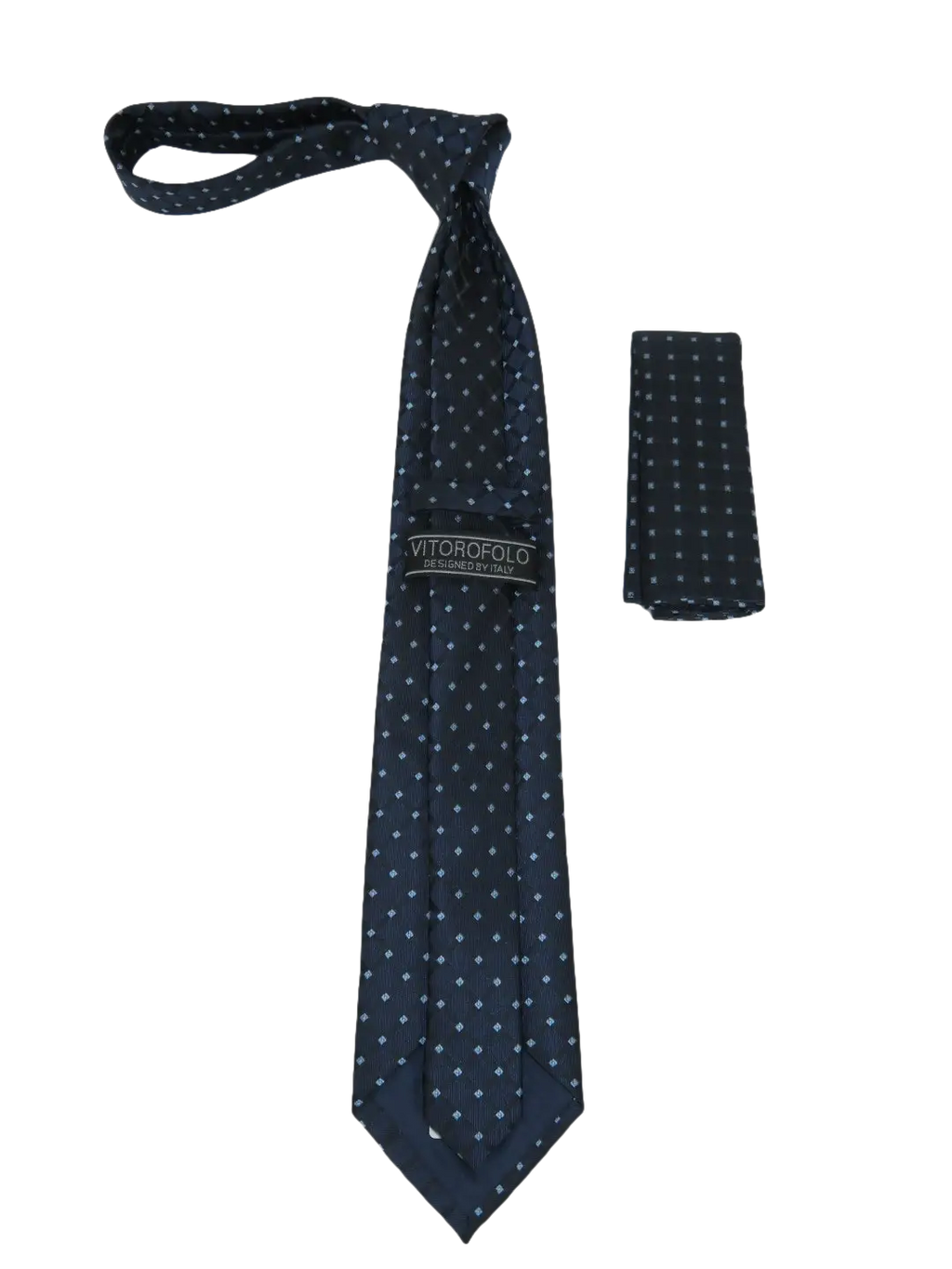 Men's Woven Tie Hankie Set J.Valintin Private Collection R85 Navy Square Dots