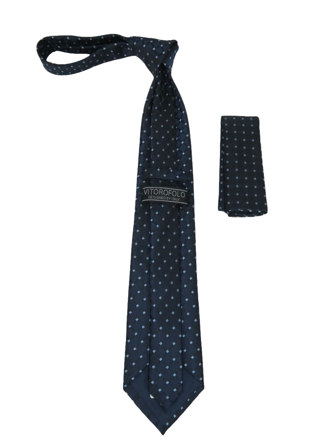 Men's Woven Tie Hankie Set J.Valintin Private Collection R85 Navy Square Dots