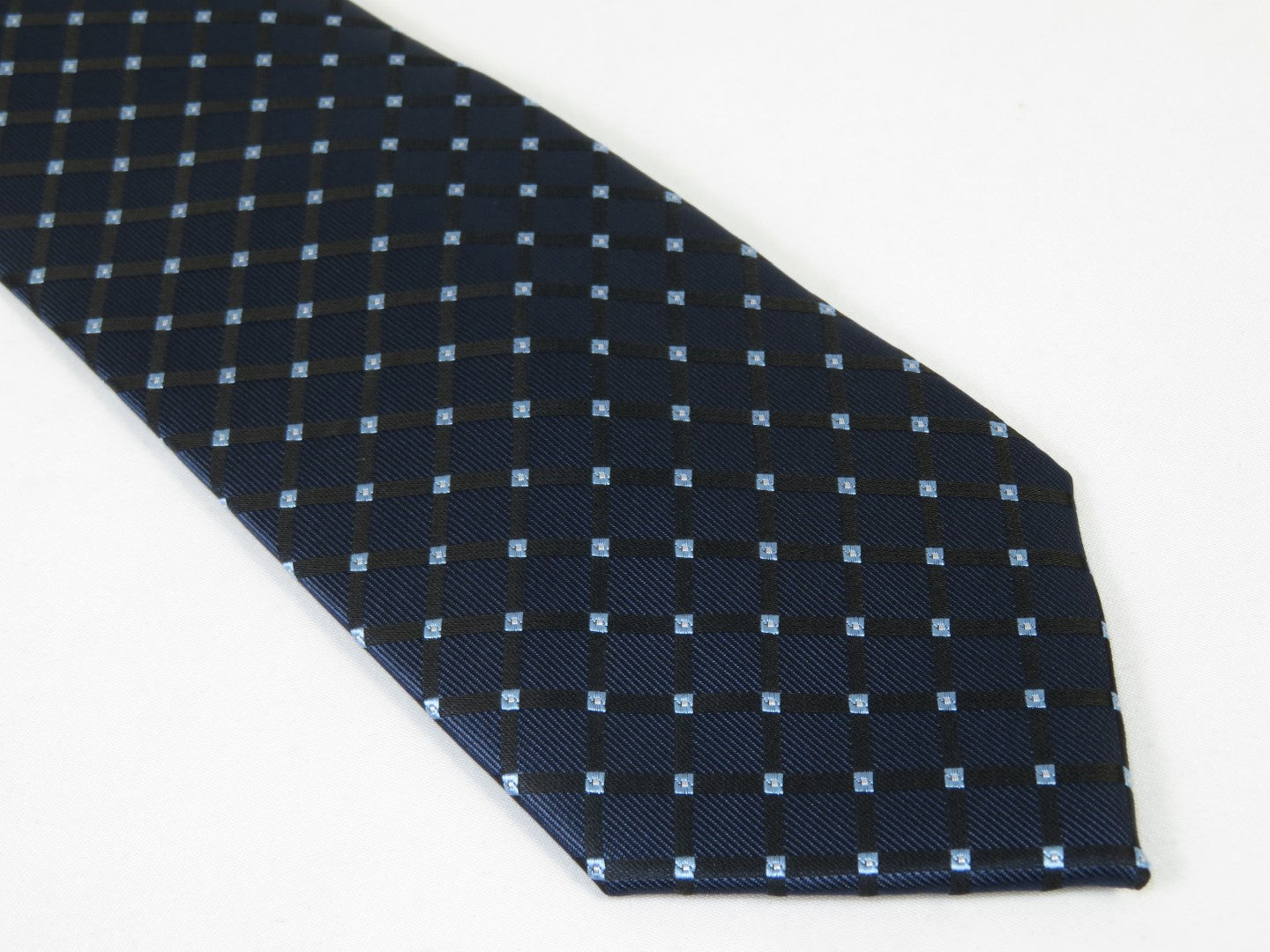 Men's Woven Tie Hankie Set J.Valintin Private Collection R85 Navy Square Dots