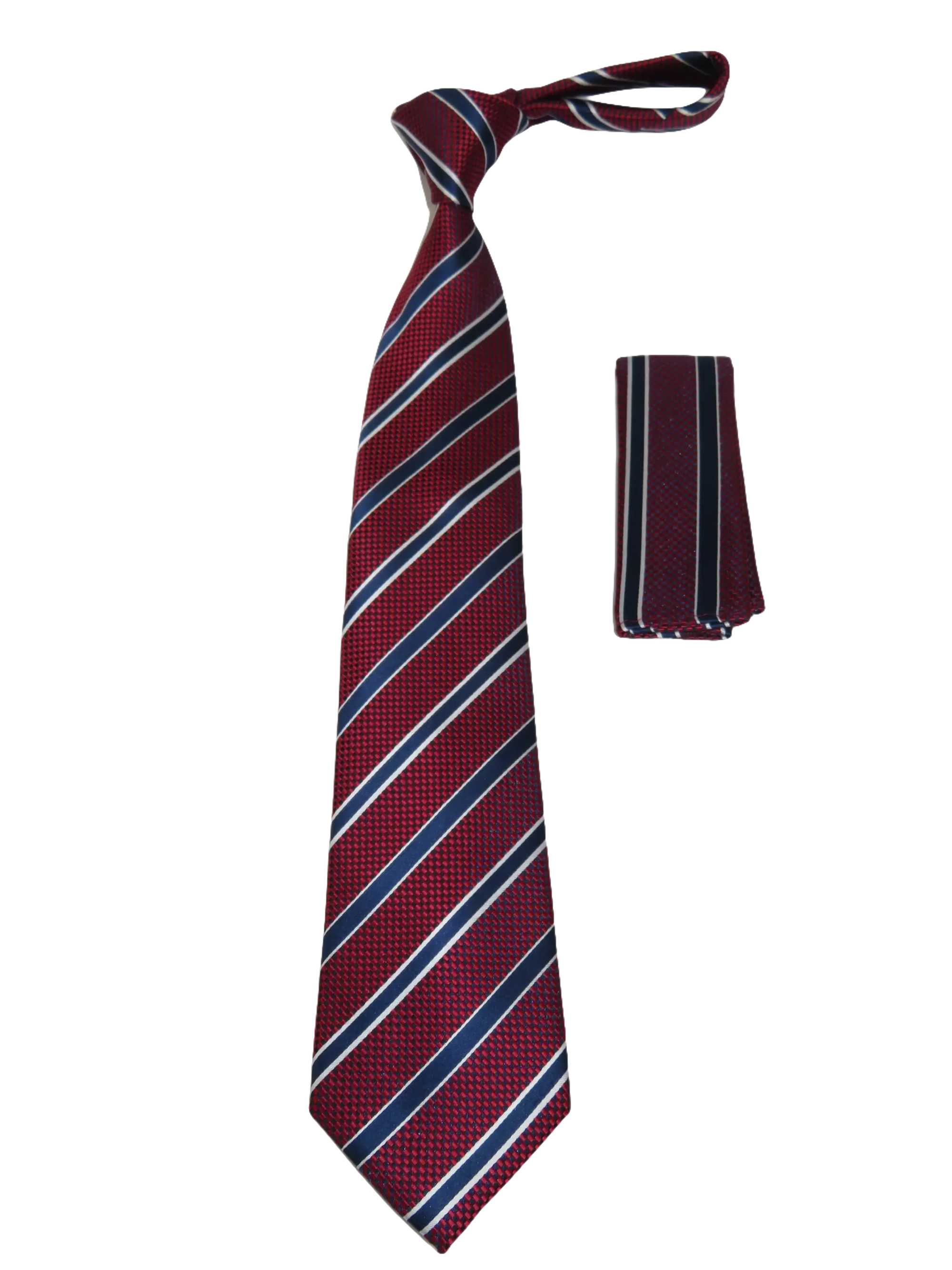 Men's Woven Tie Hankie Set J.Valintin Private Collection R87 Burgundy Stripe