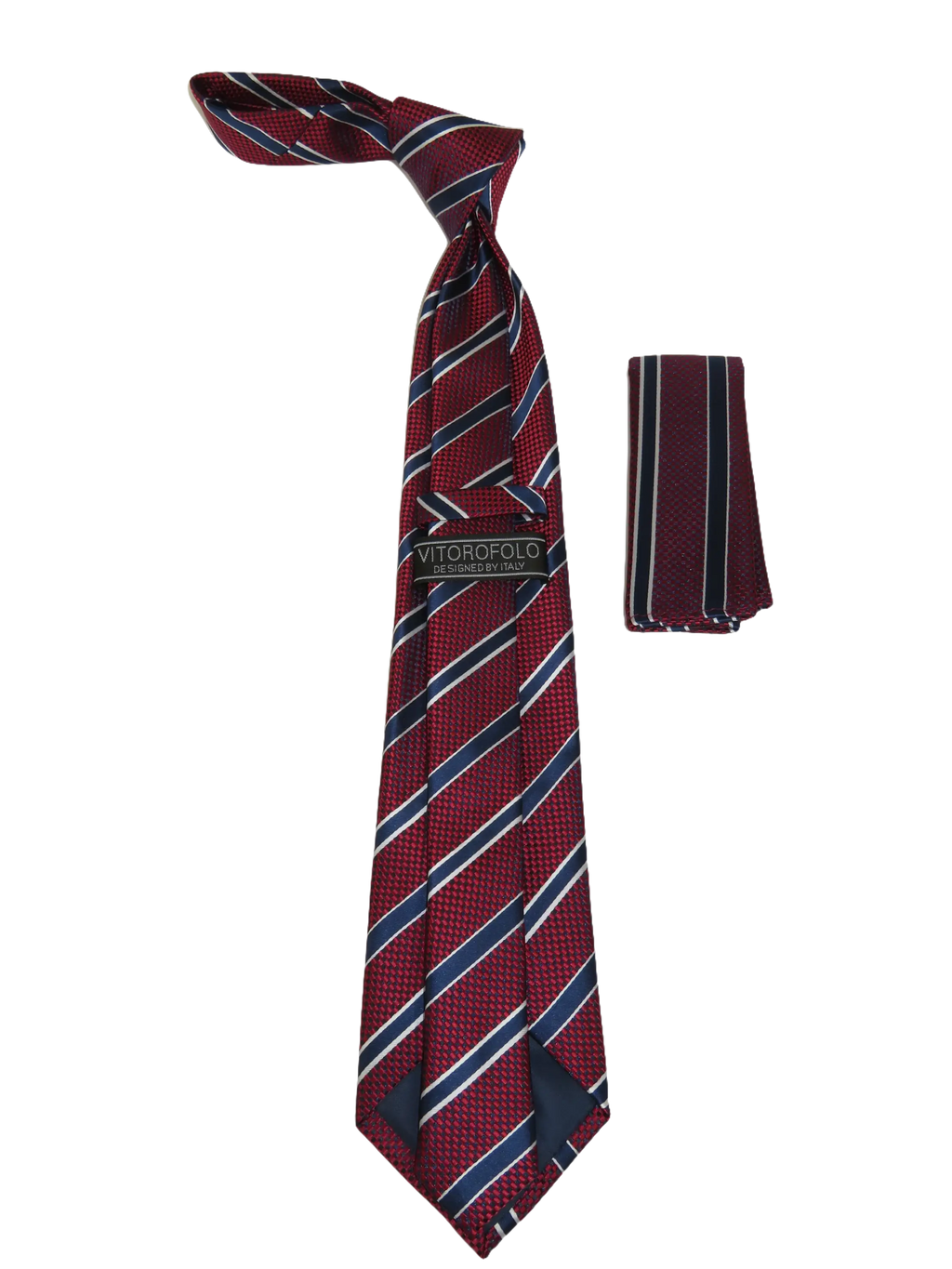 Men's Woven Tie Hankie Set J.Valintin Private Collection R87 Burgundy Stripe