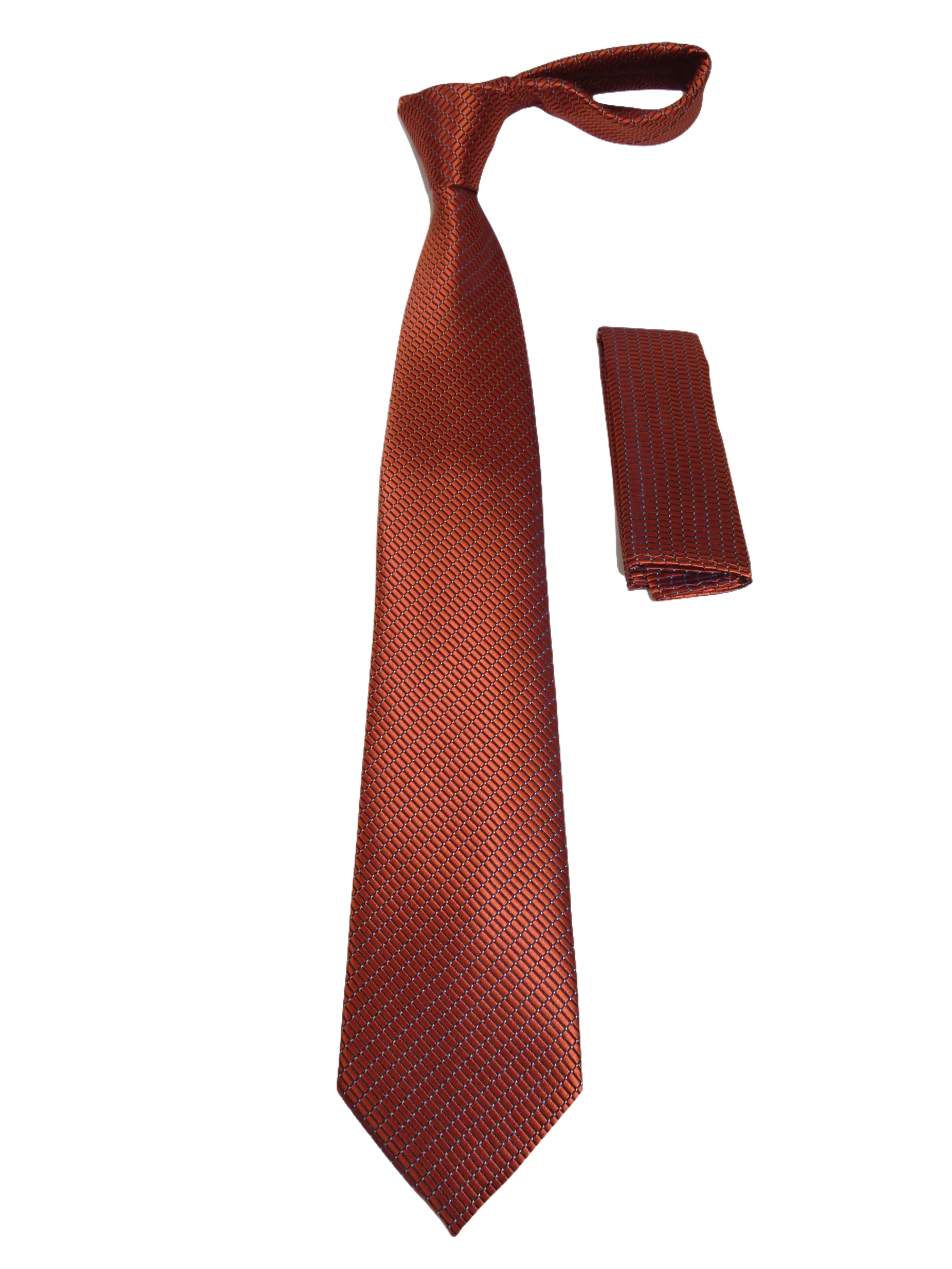 Men's Woven Tie Hankie Set J.Valintin Private Collection R88 Rust Brown