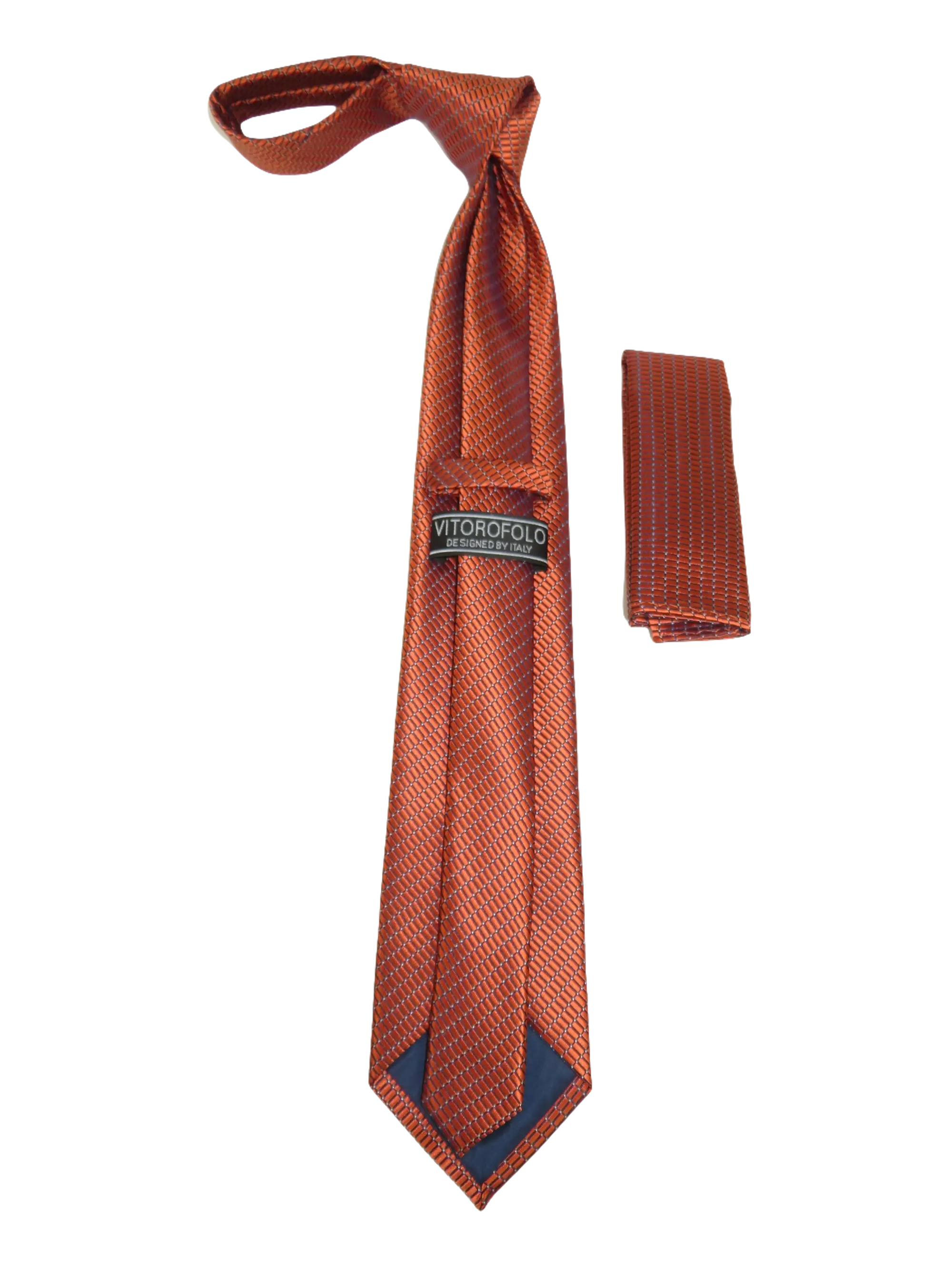 Men's Woven Tie Hankie Set J.Valintin Private Collection R88 Rust Brown