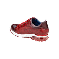 Belvedere Sacco Genuine Ostrich,Italian Calf Leather Sneaker Burgundy E25
