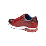 Belvedere Sacco Genuine Ostrich,Italian Calf Leather Sneaker Burgundy E25