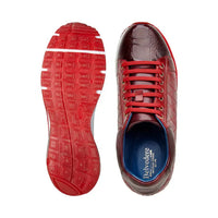 Belvedere Sacco Genuine Ostrich,Italian Calf Leather Sneaker Burgundy E25
