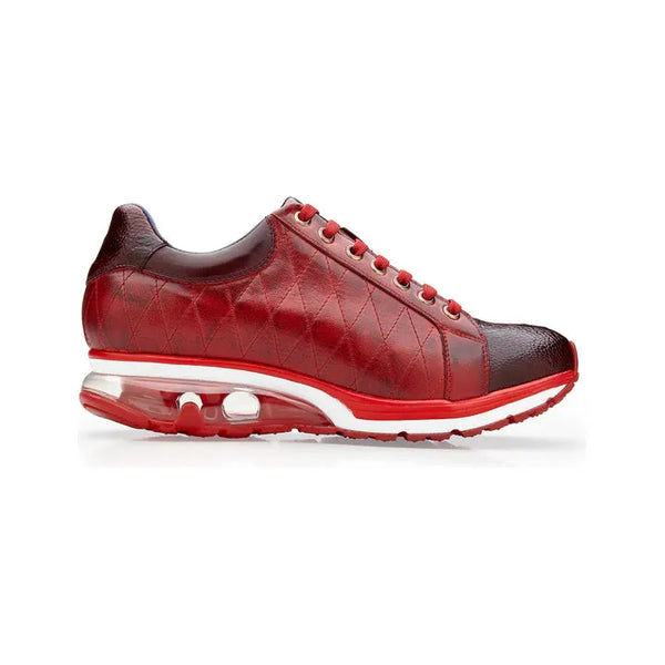 Belvedere Sacco Genuine Ostrich,Italian Calf Leather Sneaker Burgundy E25