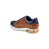 Belvedere Sacco Genuine Ostrich and Soft Italian Calf Leather Sneaker Navy E25