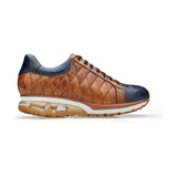 Belvedere Sacco Genuine Ostrich and Soft Italian Calf Leather Sneaker Navy E25