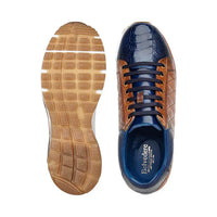 Belvedere Sacco Genuine Ostrich and Soft Italian Calf Leather Sneaker Navy E25