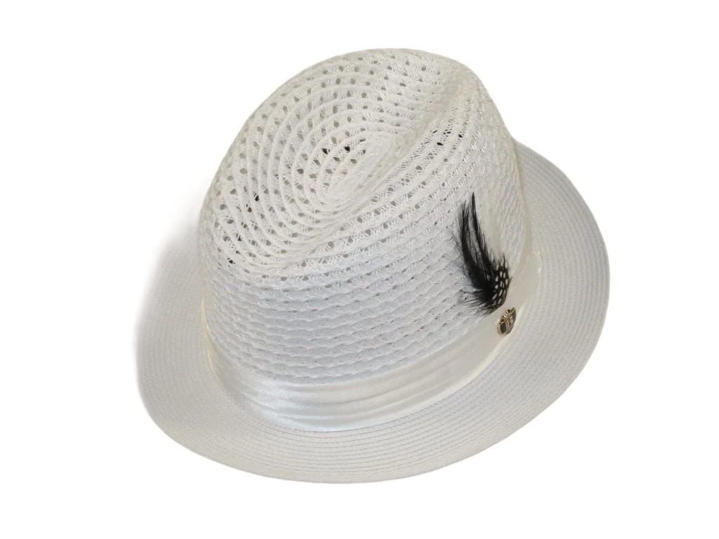 Men's BRUNO CAPELO Stingy Brim Fedora Braid Straw Hat Santa Cruz SC615 White