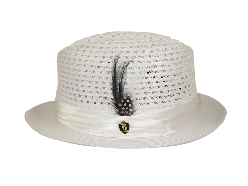 Men's BRUNO CAPELO Stingy Brim Fedora Braid Straw Hat Santa Cruz SC615 White