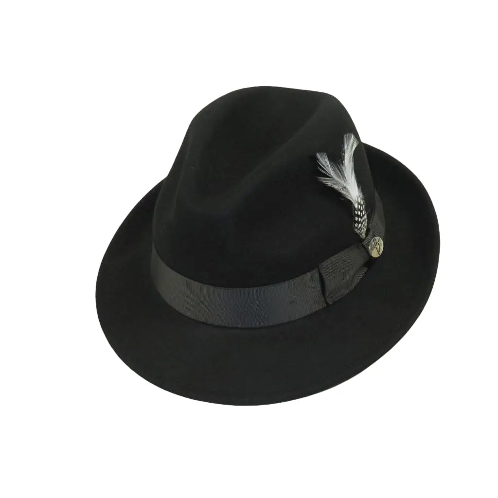 Men BENTLY HEADWEAR Hat Australian Wool Fedora Theo Collection TH700 Black