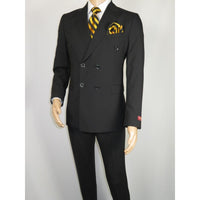 Men Suit BERLUSCONI Turkey Italian Wool 180's Double Breasted UGS94-08 Black