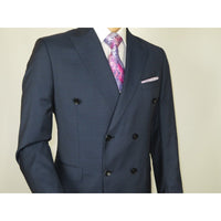 Men Suit BERLUSCONI Turkey Italian Wool 180's Double Breasted UGS94-09 Mid Blue