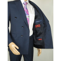 Men Suit BERLUSCONI Turkey Italian Wool 180's Double Breasted UGS94-09 Mid Blue